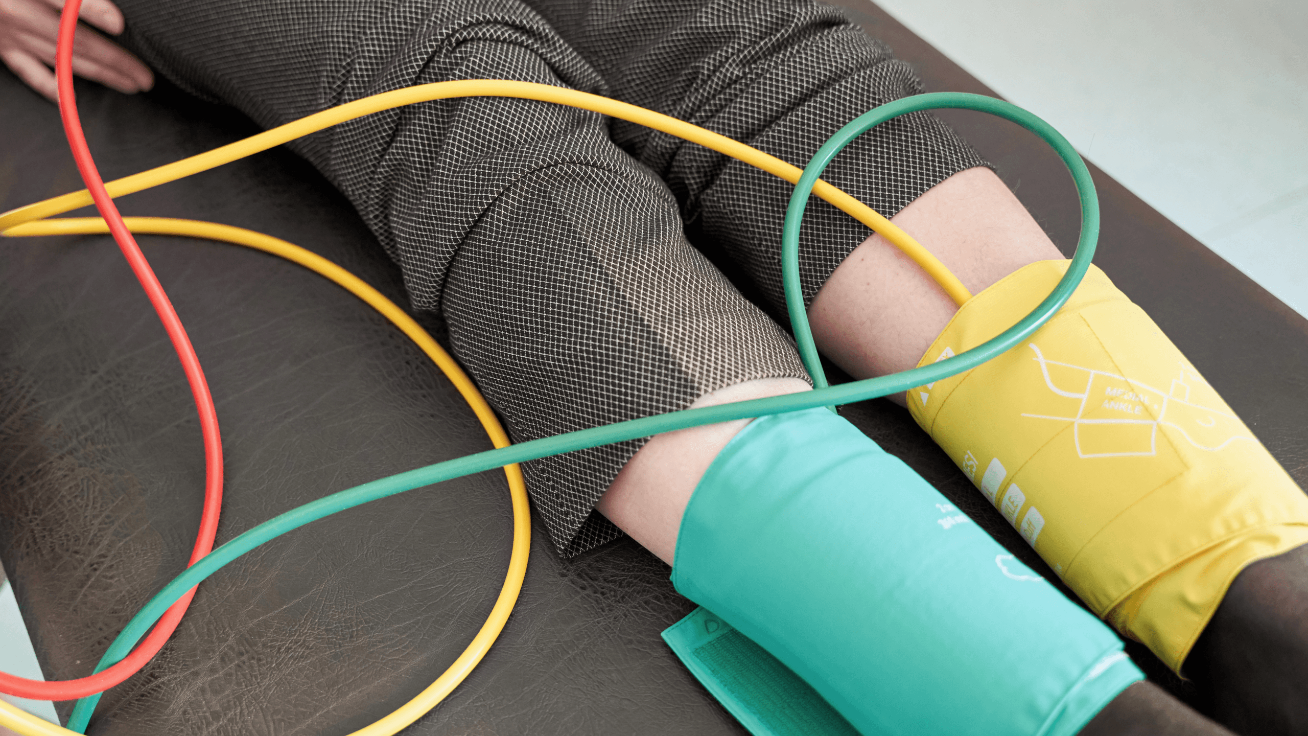 Ankle–brachial pressure index (ABPI) test on the lower leg