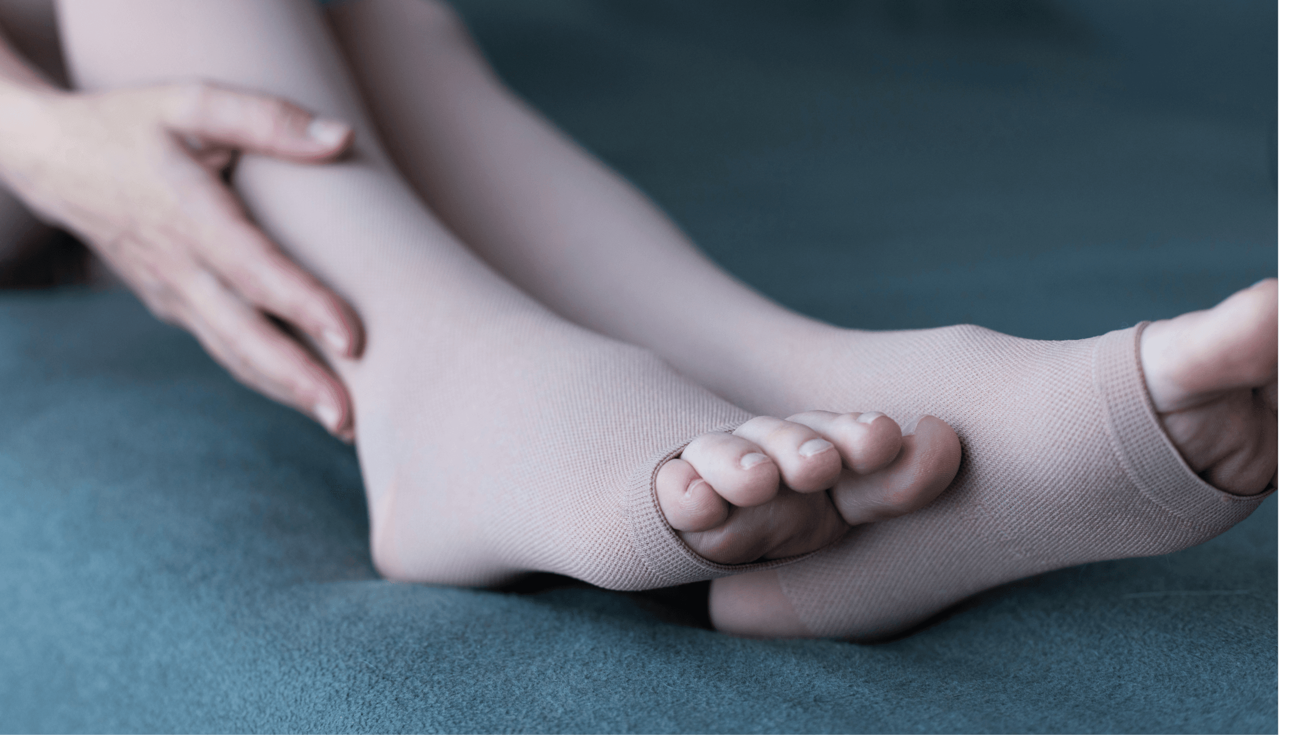 Medical-grade compression stocking fitted on the lower leg